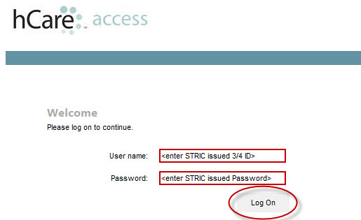 STRIC Access Login Prompt