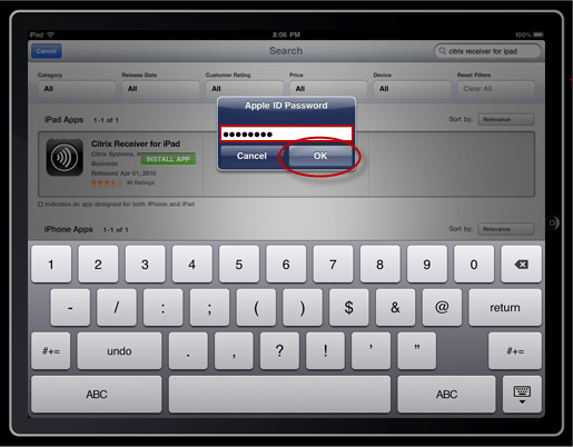 Enter Your Apple ID Password and Tap OK