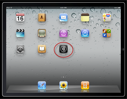 Tap Citrix App On Home Screen