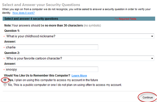 Security Question Enrollment