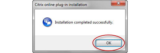 Citrix Plugin Installation Completed - Click OK